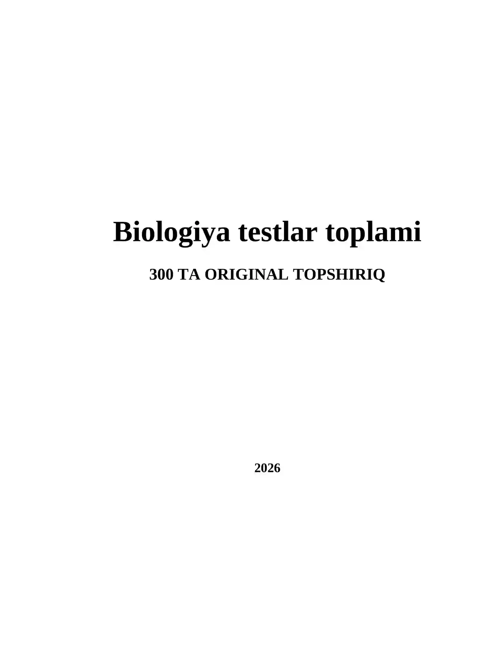 Biologiya testlar toplami 2