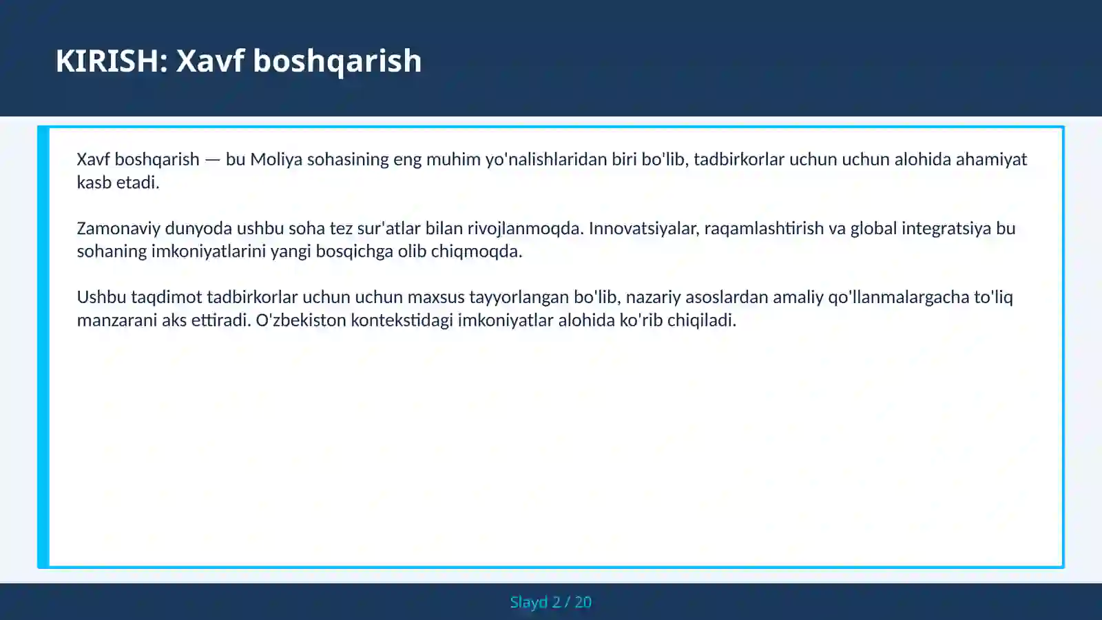 Xavf boshqarish 2