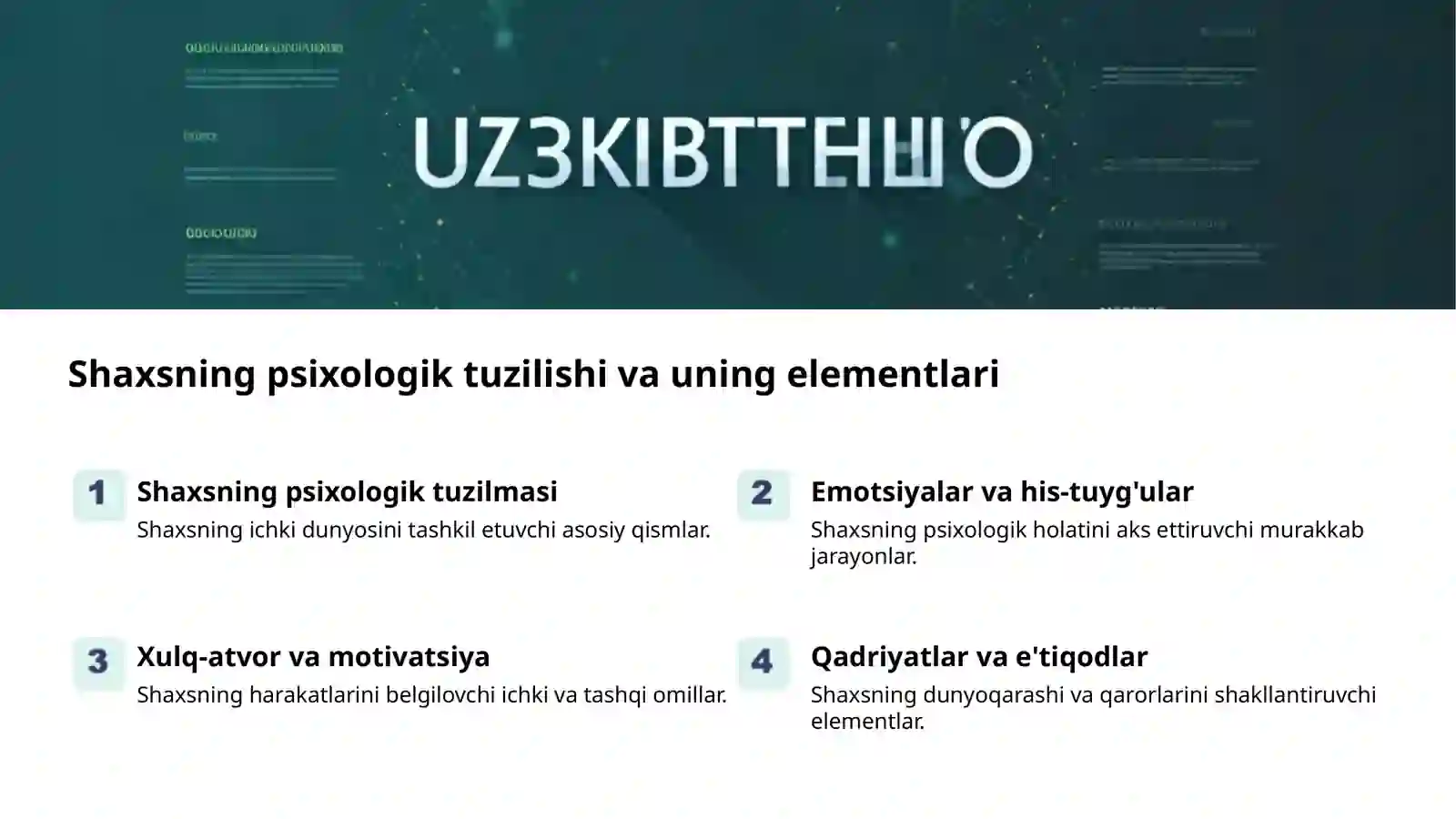 Shaxsning ichki dunyosi va rivojlanishi 2