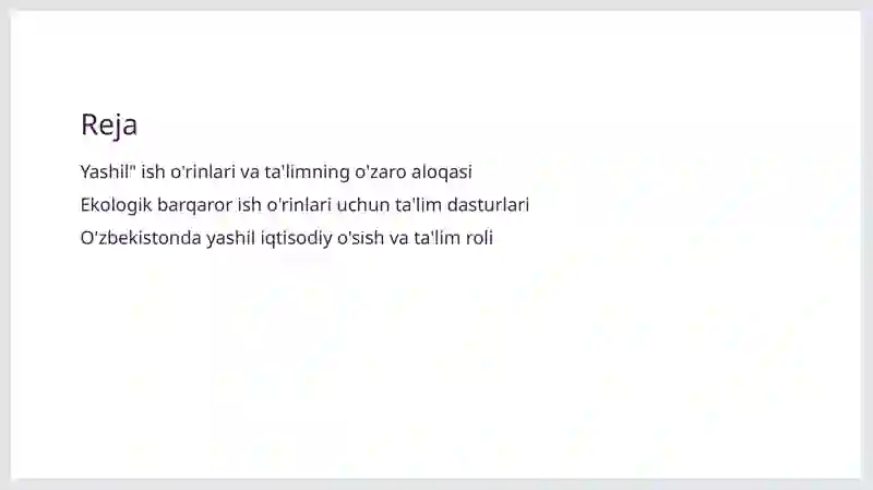 Yashil ish o'rinlari 2