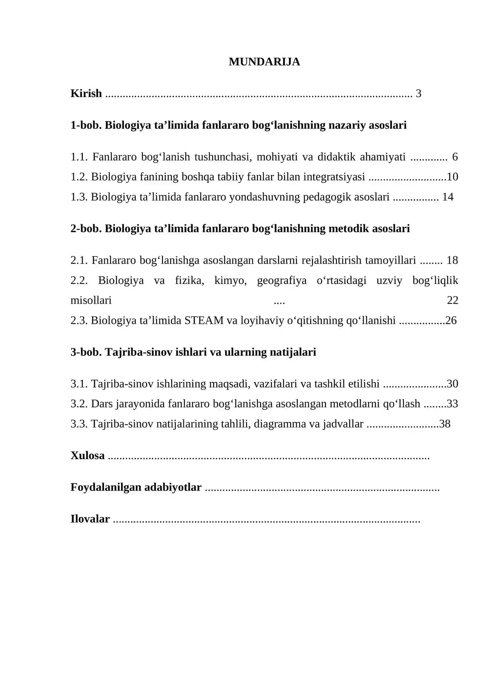 Biologiya ta’limida fanlararo bog‘lanish 2