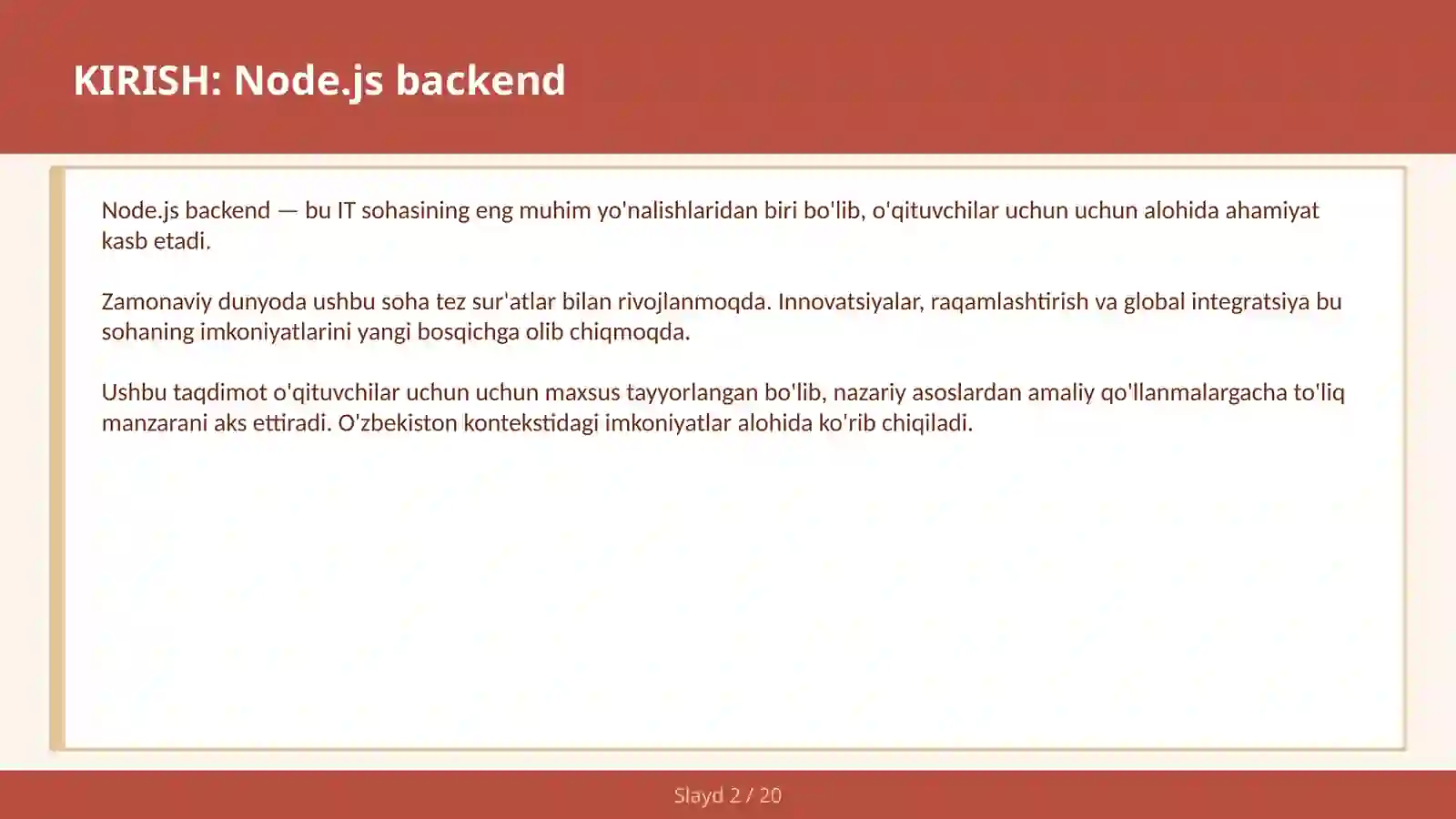 Node.js backend 2