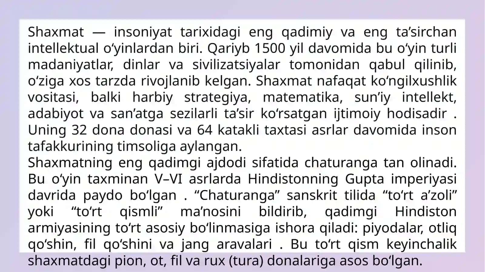 Shaxmat o'yinining kelib chiqishi va rivojlanish tarixi 2