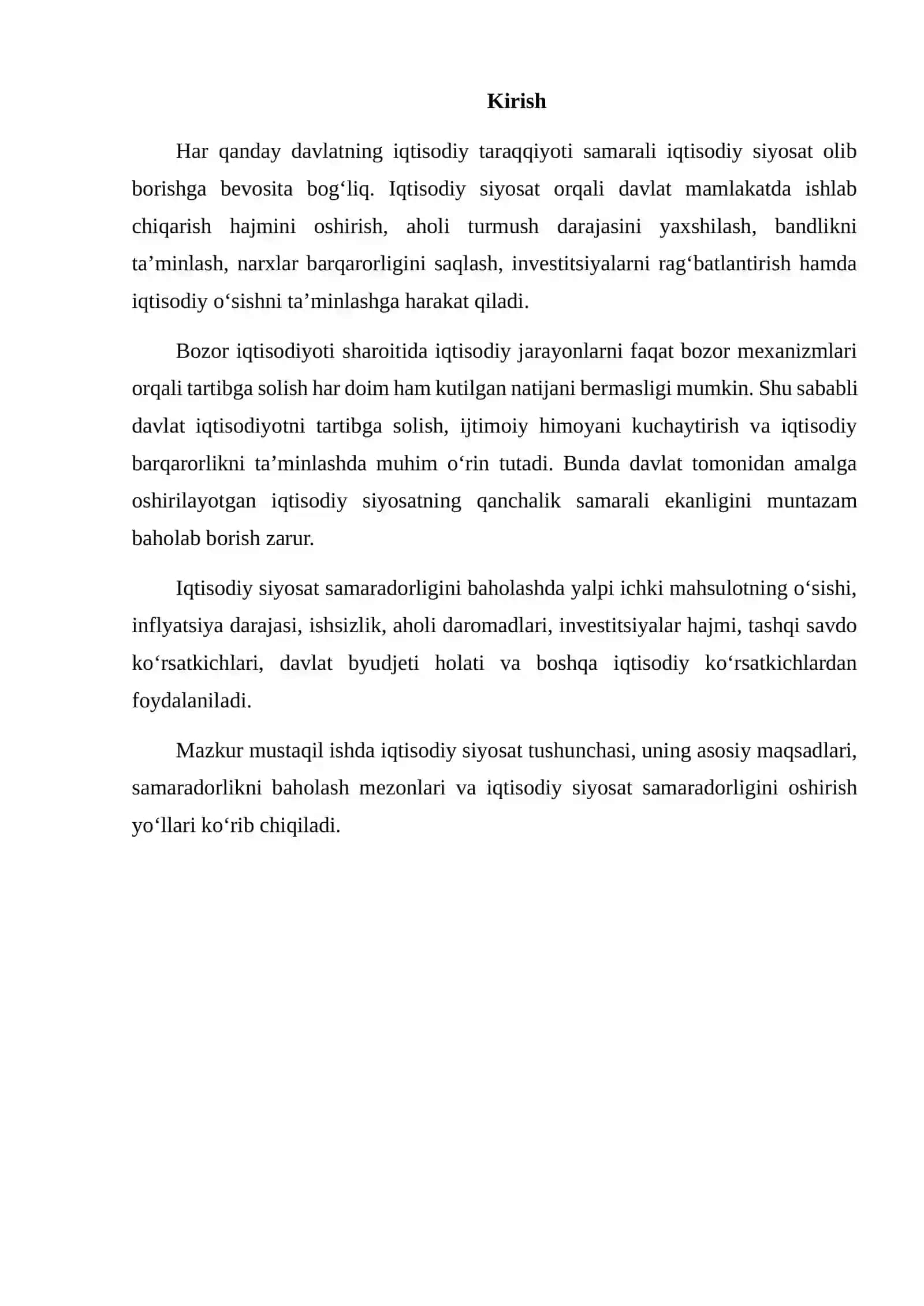 IQTISODIY SIYOSAT SAMARADORLIGINI BAHOLASH MEZONLARI 2