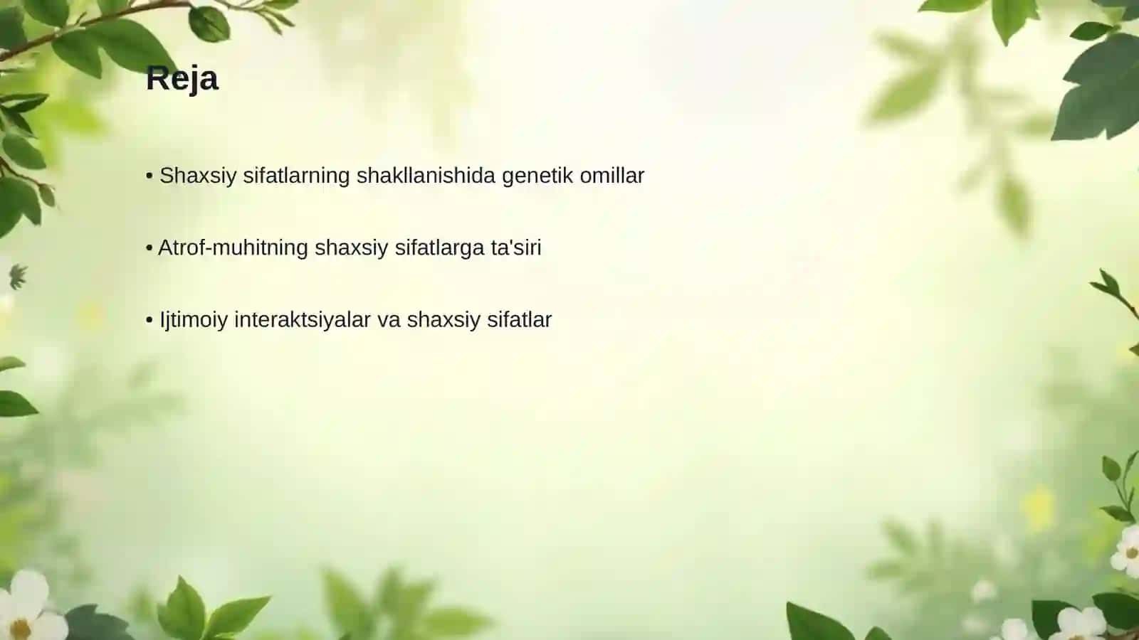 Shaxsiy sifatlarning rivojlanish maxanizmlari 2