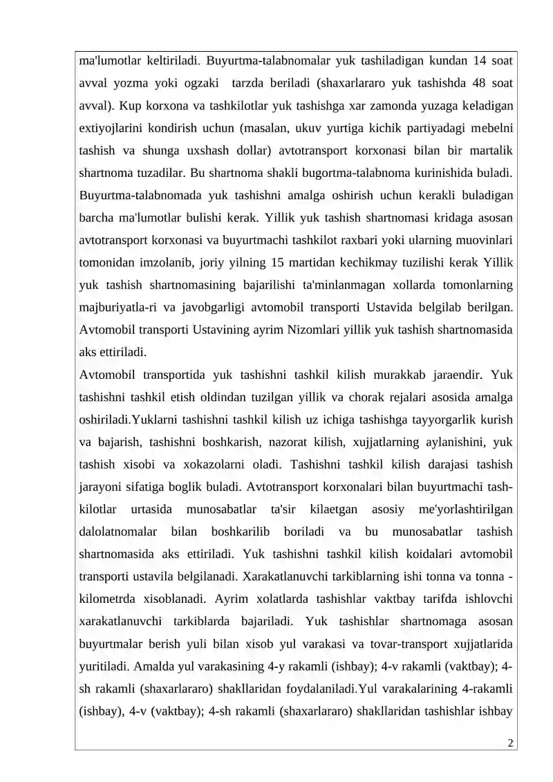 Yuk Tashish Shartnomasi 2