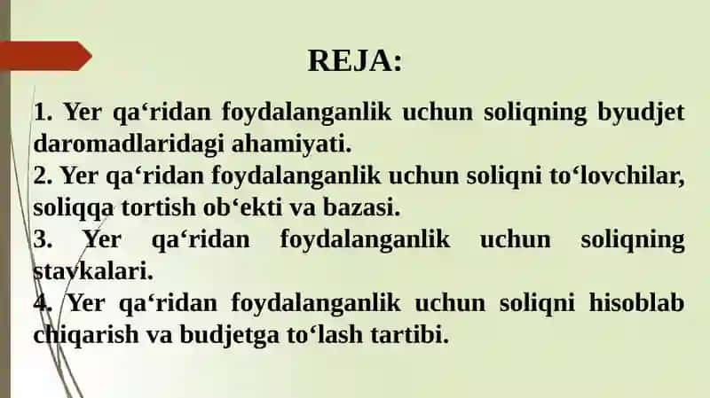 Yerqa’ridan foydalanganlik uchun soliq 2