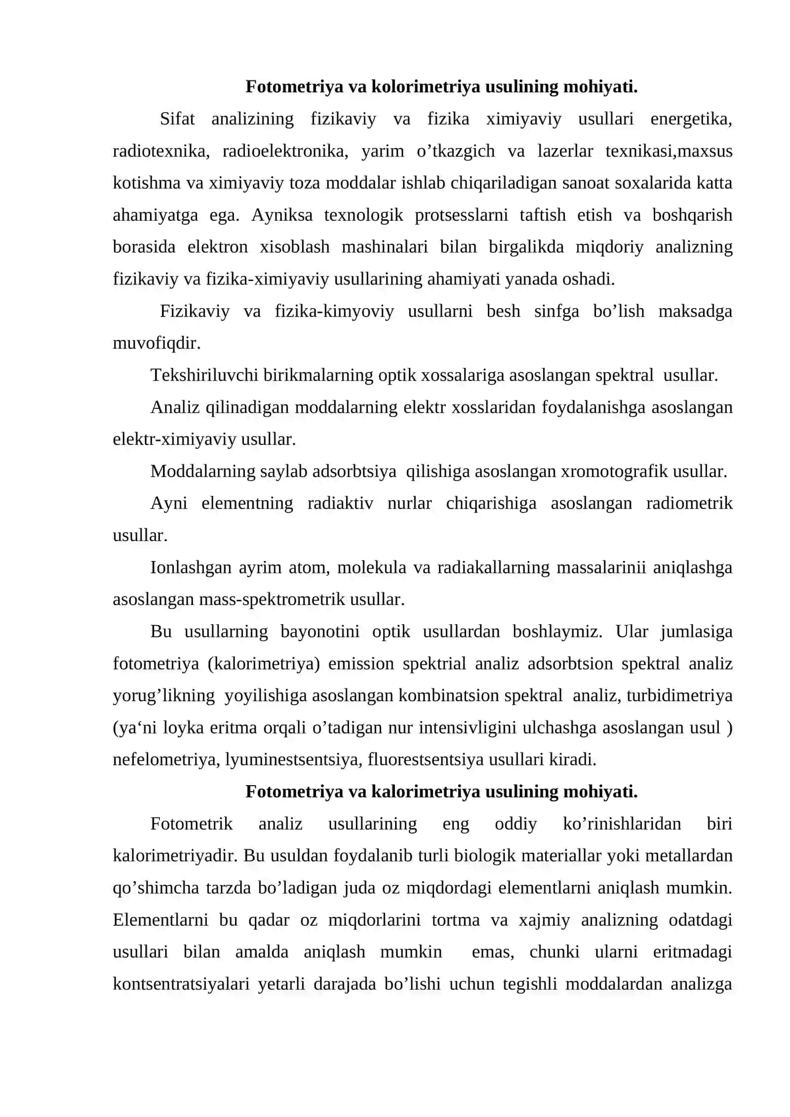 Miqdoriy analizning fizikaviy va fizik kimyoviy usullari 2