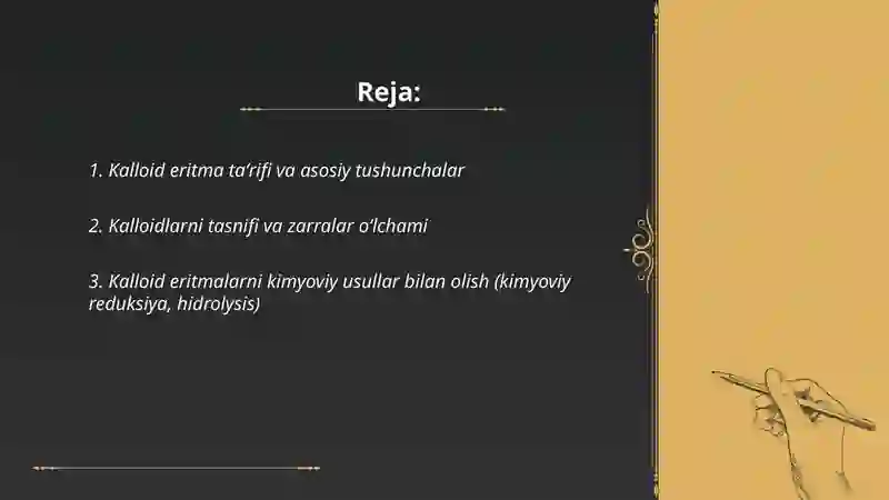 Kalloid eritmalarni olinish va xossalari 2