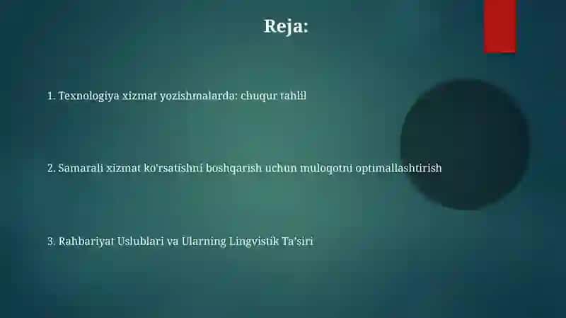 Ishyurit ish tiliva uslubi. Xizmat yozishmalaribilan ishlashtexnologiyalari 2