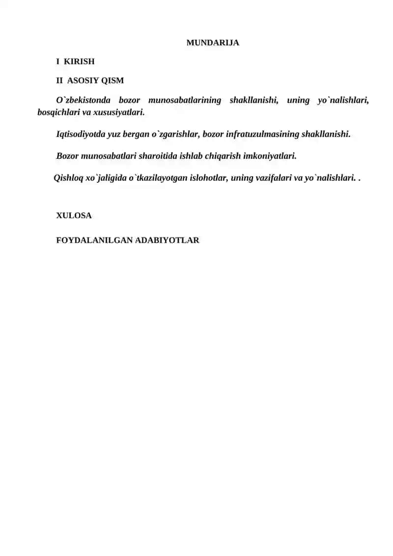 "MIKROIQTISODIYOT" FANIDAN "BOZOR MUNOSABATLARI SHAROITIDA ISHLAB CHIQARISH IMKONIYATLARI" 2