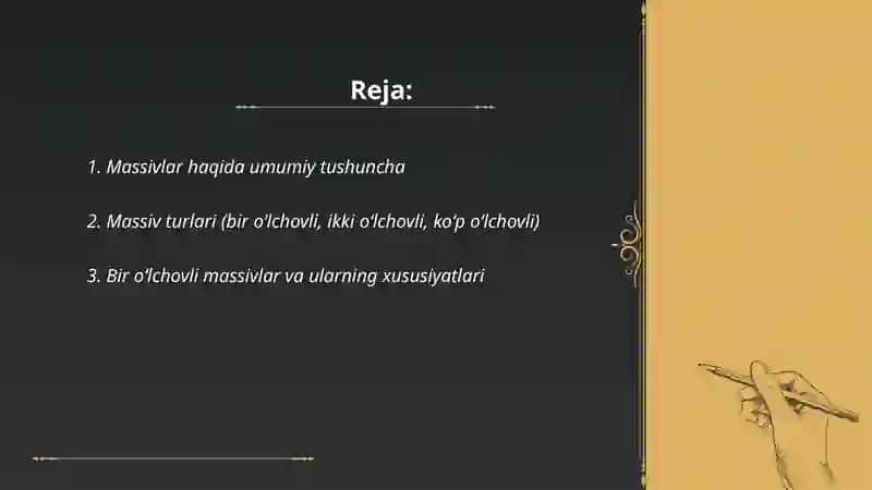 Massivlar haqida tushuncha 2