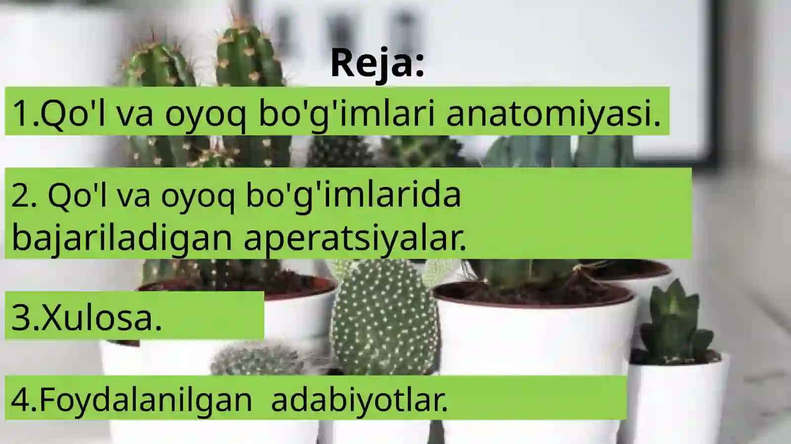 Qo‘l va oyoq bo'g'imlari klinik anatomiyasi va ularda bajariladigan zamonaviy aperatsiyalar 2