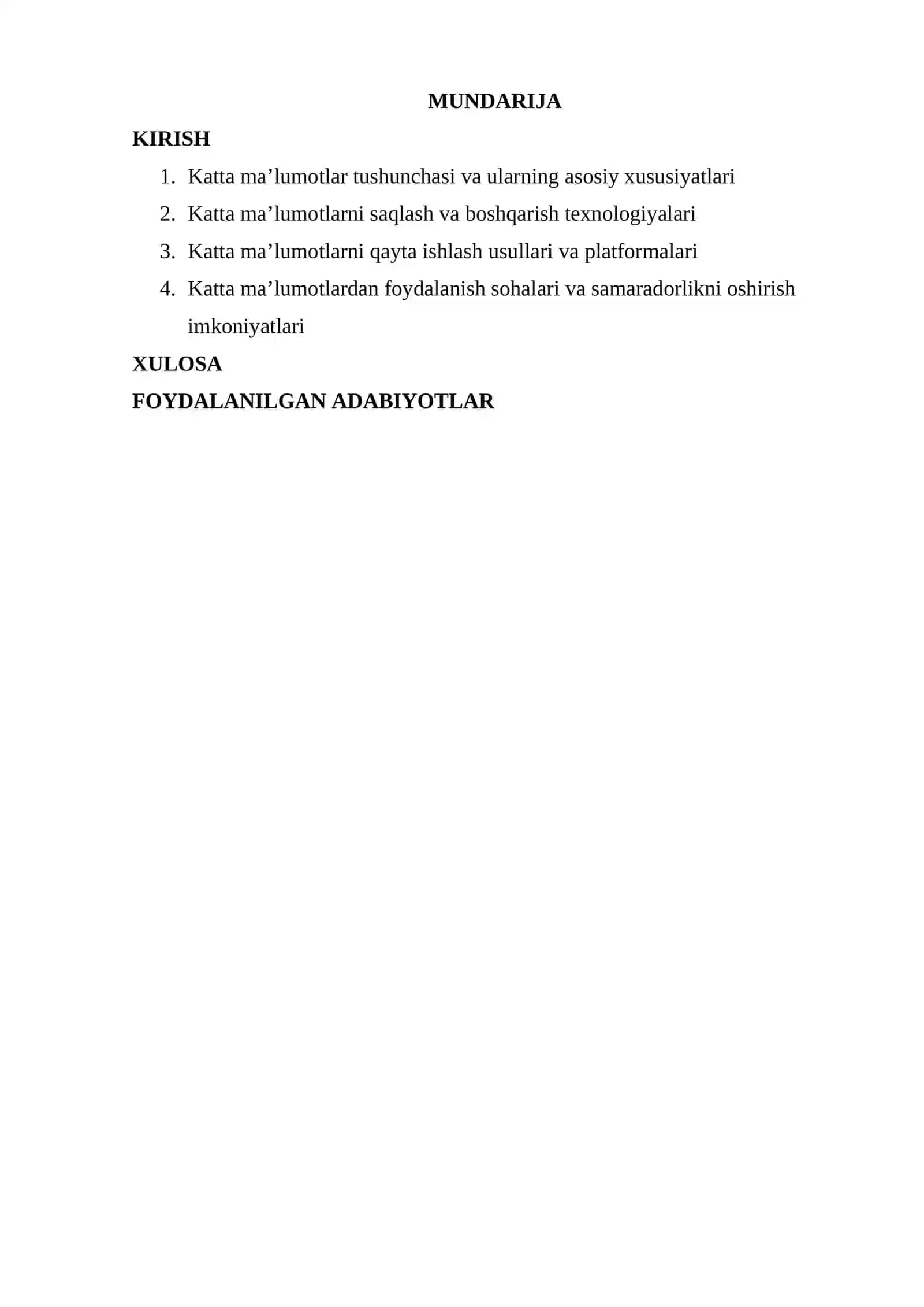 KATTA MA’LUMOTLARNI QAYTA ISHLASH TEXNOLOGIYALARI 2