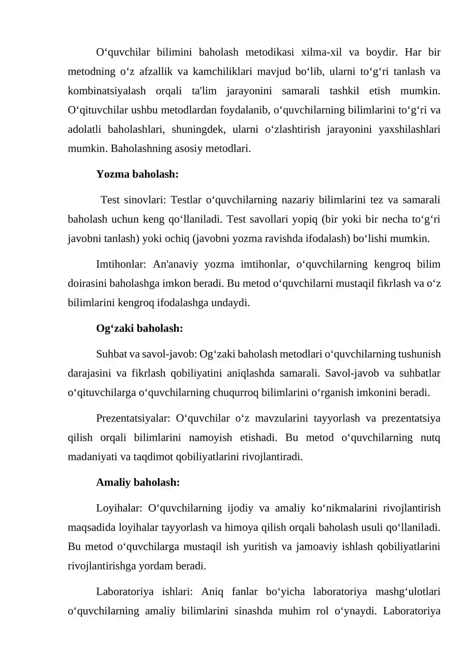 O'quvchilarning bilim, ko'nikma va malakalarini baholashning reyting tizimi 2
