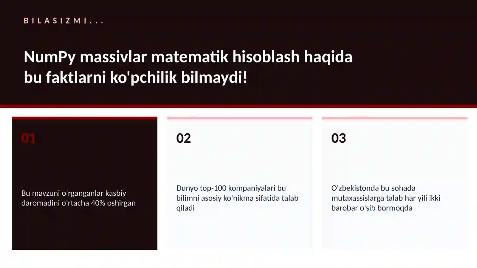 NumPy massivlar matematik hisoblash 2