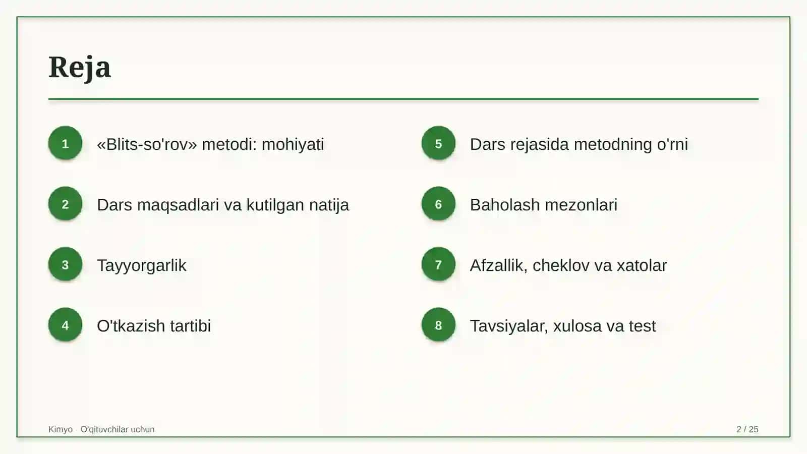 kimyo darslarida blits so'rov metodidan foydalanish 1346 2