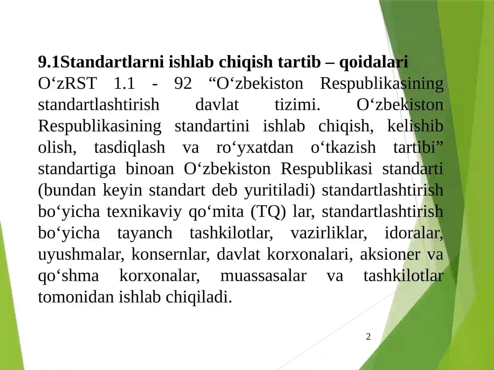 Standartlarni ishlab chiqish 2