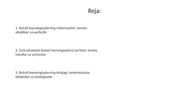 Har xil faoliyat sohalarida bulutli texnologiyalardan foydalanish imkoniyatlari 2