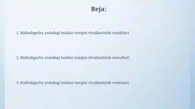 Maktabgacha kichik yoshdagi bolalar nutiqini o'stirishning vazifalari, metodlari va vositalari 2