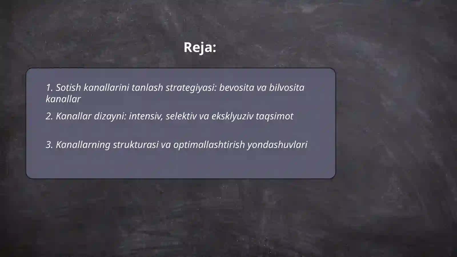 Strategik Marketingda sotish kanallari boʻyicha strategik qarorlar va yondashuvlar 2