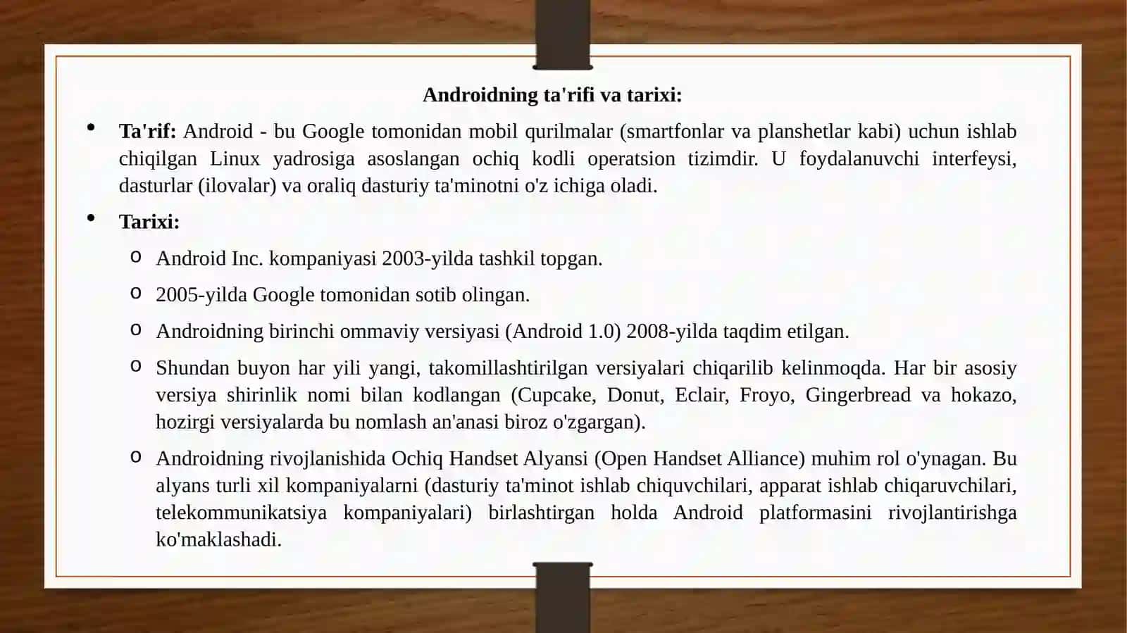 Android Operatsion Tizim Tarixi 2