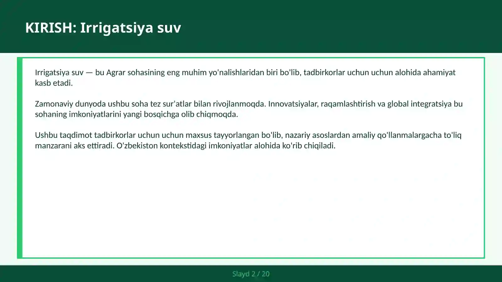 Irrigatsiya suv 2