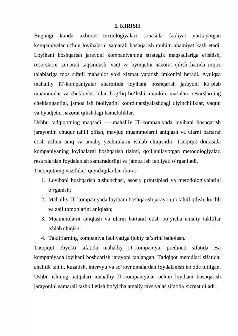 LOYIHA BOSHQARISH 2