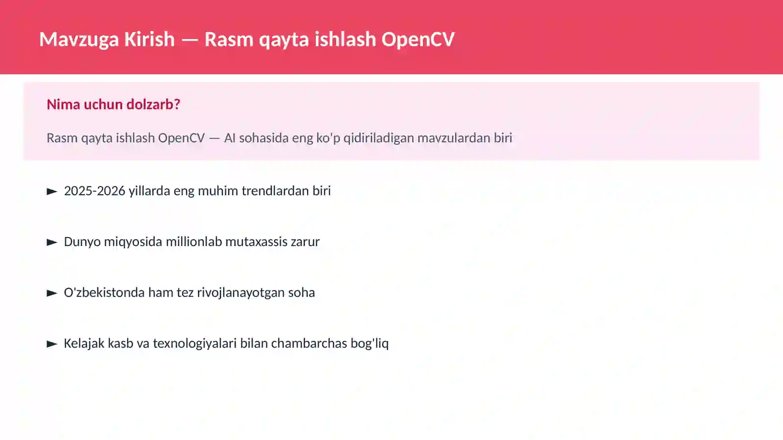 Rasm qayta ishlash OpenCV 2