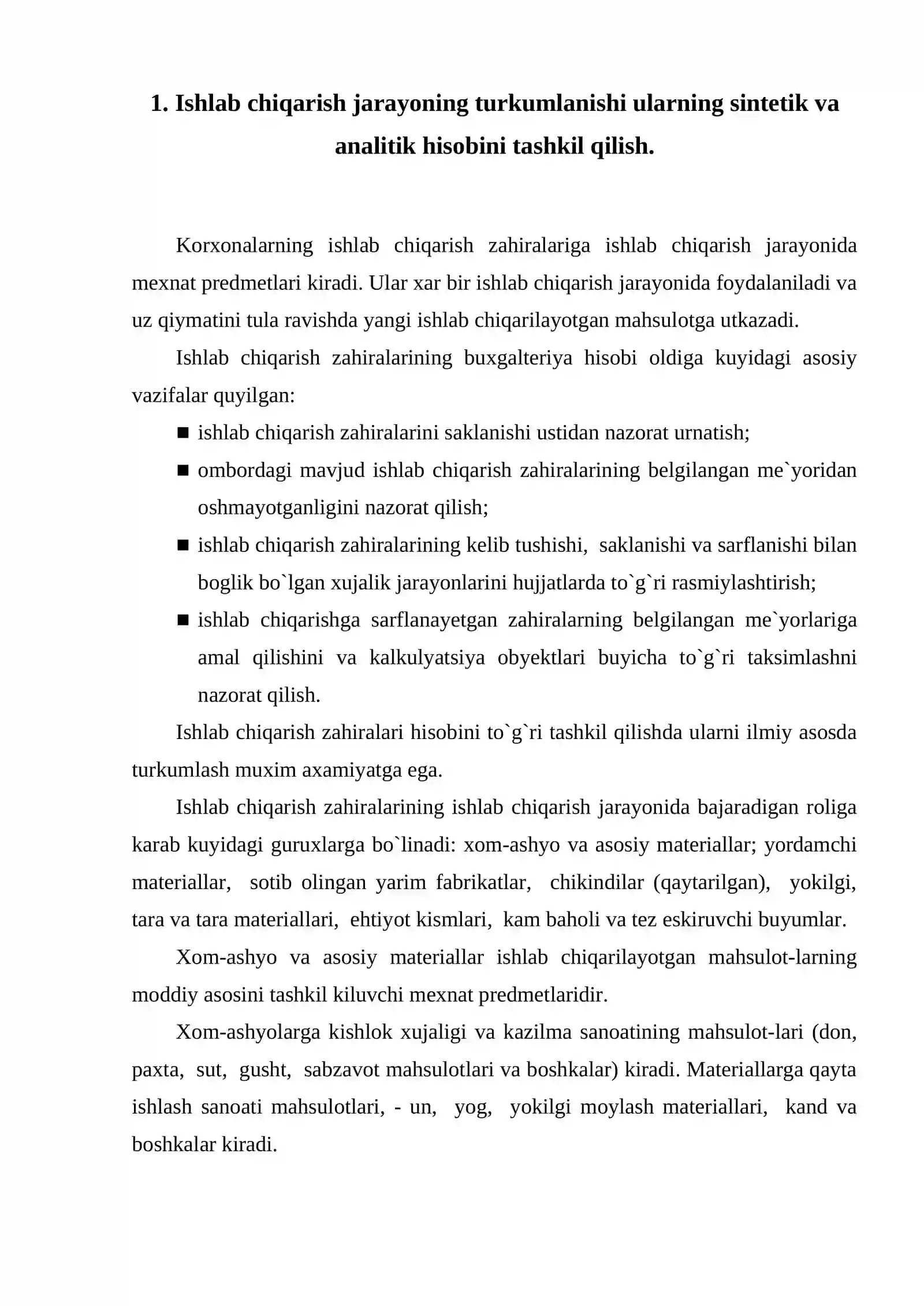 Ishlab chiqarish jarayonining hisobi 2