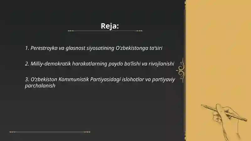 Mustaqillikka erishish arafasida O‘zbekistondagi ijtimoiy-siyosiy jarayonlar. 2