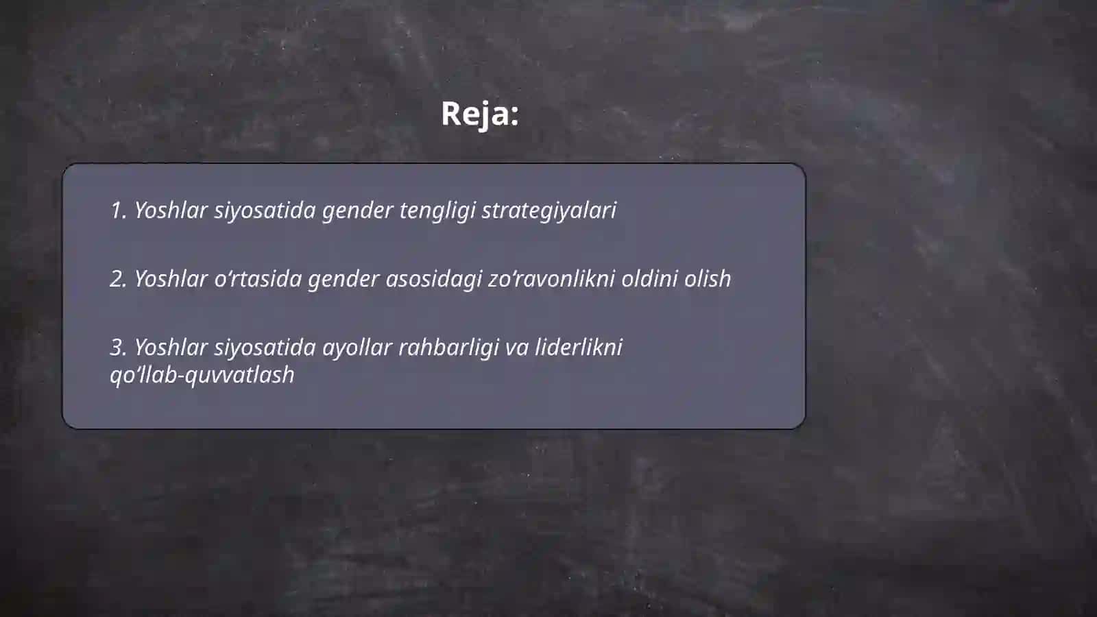 Yoshlar siyosati va gender masalalari 2