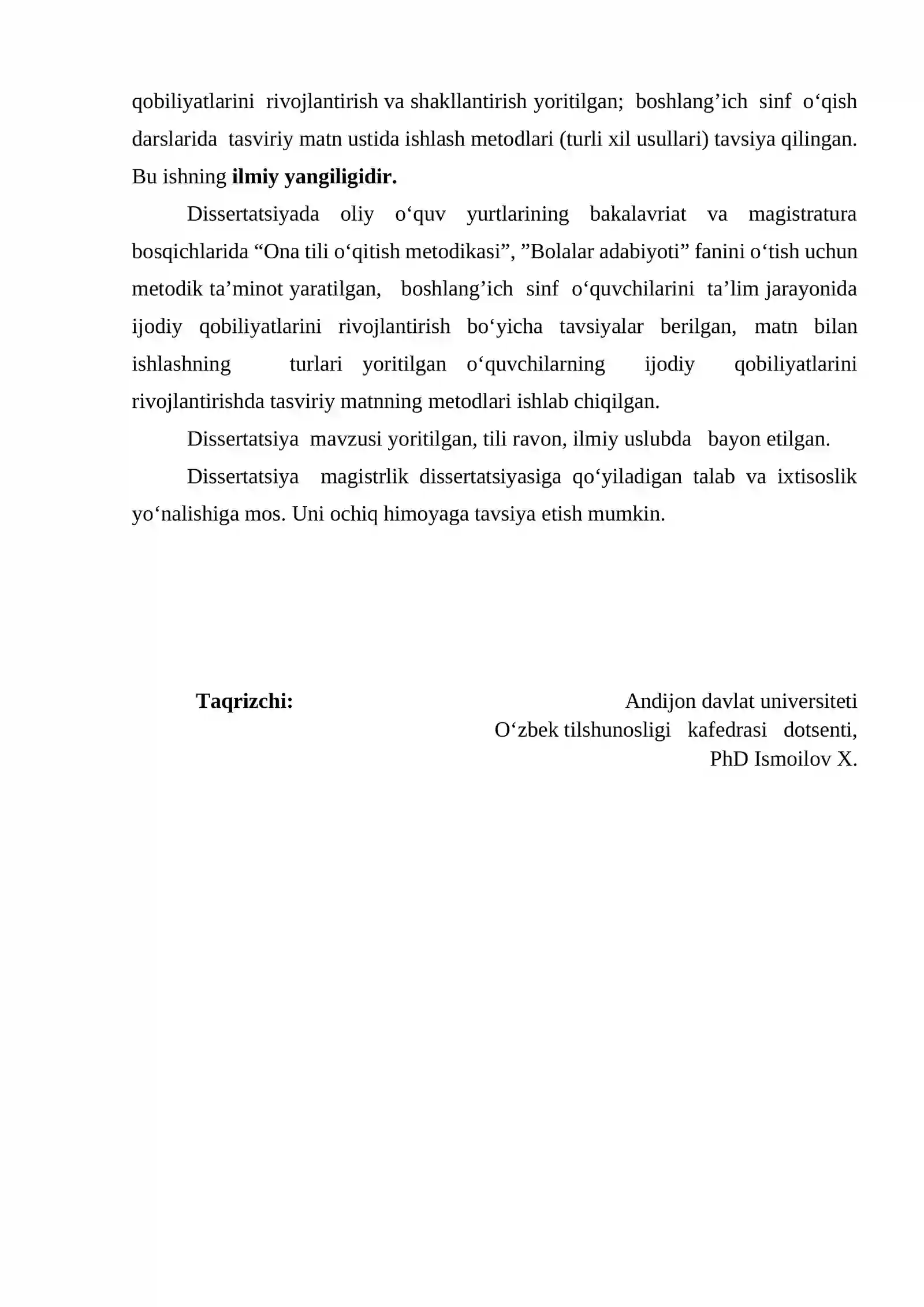 Boshlang’ich sinf o‘qish savodxonligi darslarida tasviriy matn ustida ishlash orqali o‘quvchilarning mustaqil va ijodiy qobiliyatlarini rivojlantirish va shakllantirish 2