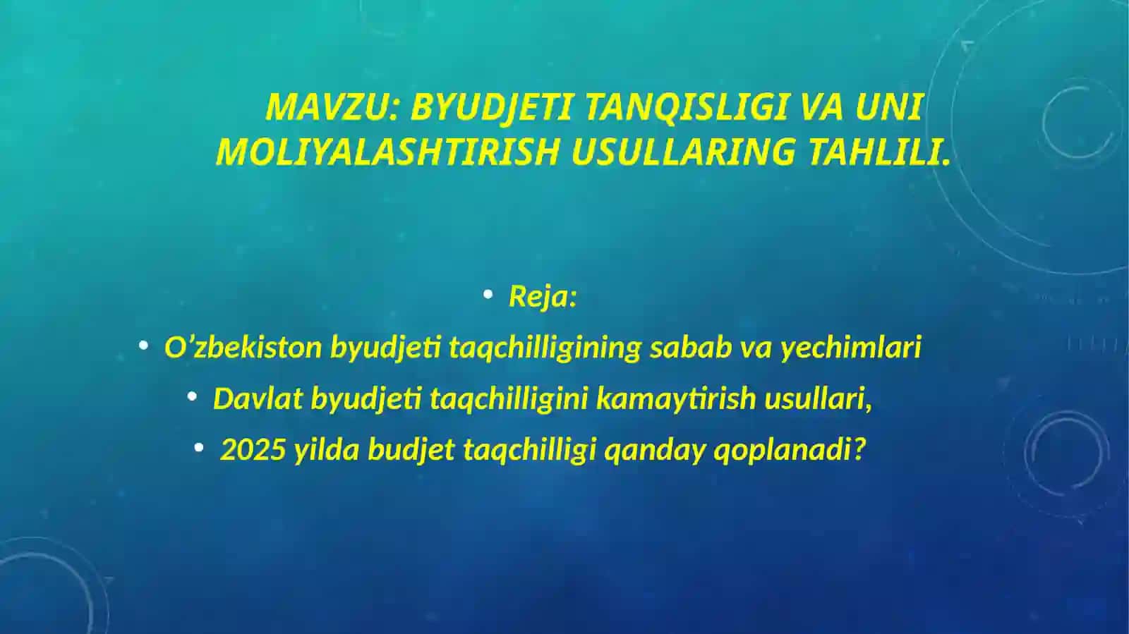 Makroiqtisodiyot fanidan tayyorlangan taqdimot 2