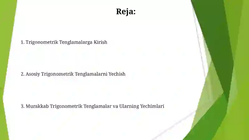 Trigonometrik Tenglamalar 2