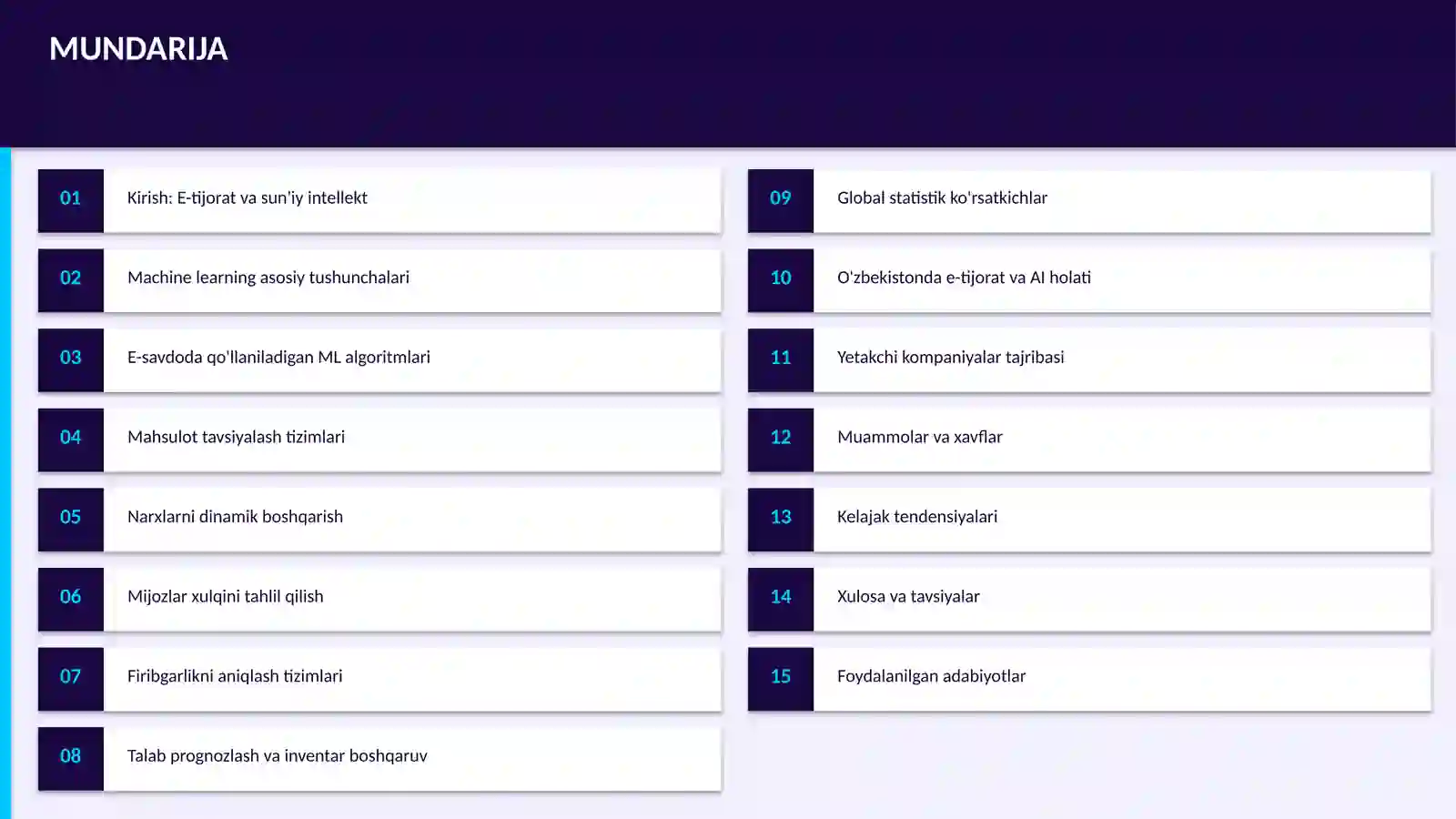 SUN'IY INTELLEKT USULLARI (MACHINE LEARNING) 2