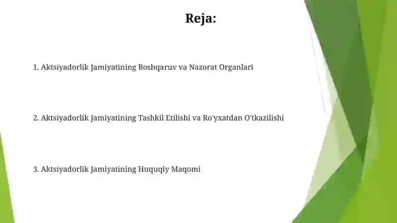 Aksiyadorlik Jamiyatlari yuridik shaxs sifatida 2