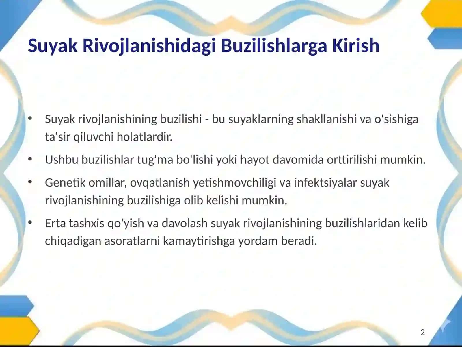 Suyak Rivojlanishidagi Buzilishlar va Sinishlar: Diagnostika va Davolash 2