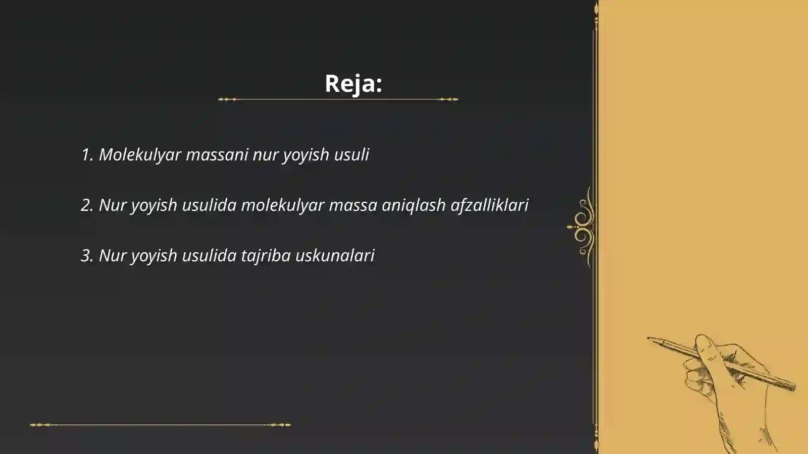 Molekulyar massani nur yoyish usuli yordamida aniqlash 2