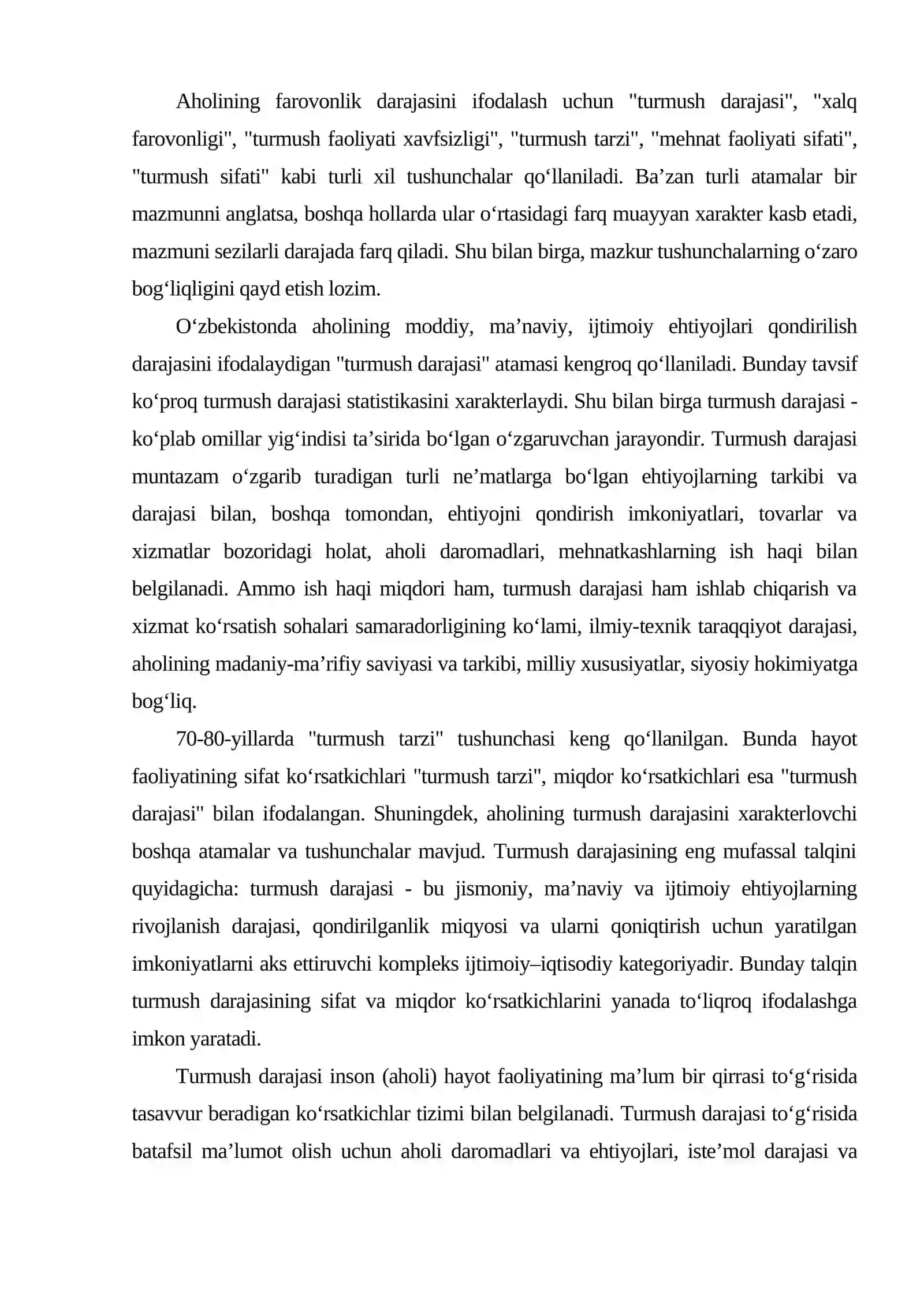 Aholining turmush darajasi va farovonligi 2