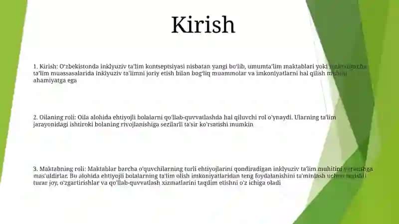 Alohida Yordamga Muhtoj Bolani Umumta’Lim Maktabi Yoki Maktabgacha Tashkilotda Inklyuziv Ta’Lim Sharoitida O'Qishga Moslashishida Oila VaMaktabningO'Rni 2