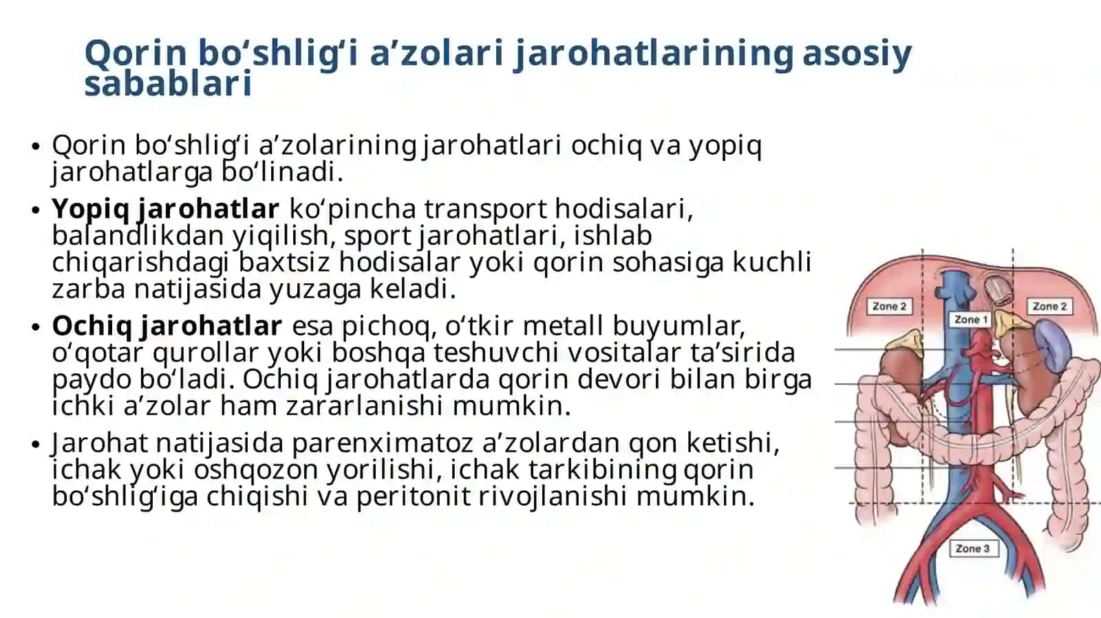 Qorin Bo'shlig'i va Qorin Orti Sohasi A'zolarining Jarohatlari Hamdame'da-Ichak Traktidan Qonketishlaridagi Shoshilinch Xirurgik Holatlar 2