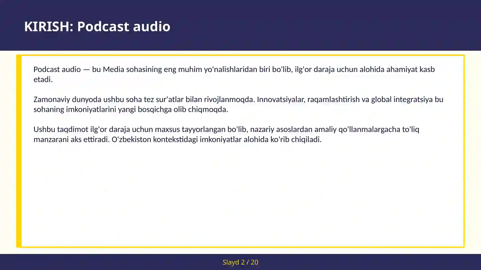 Podcast audio 2