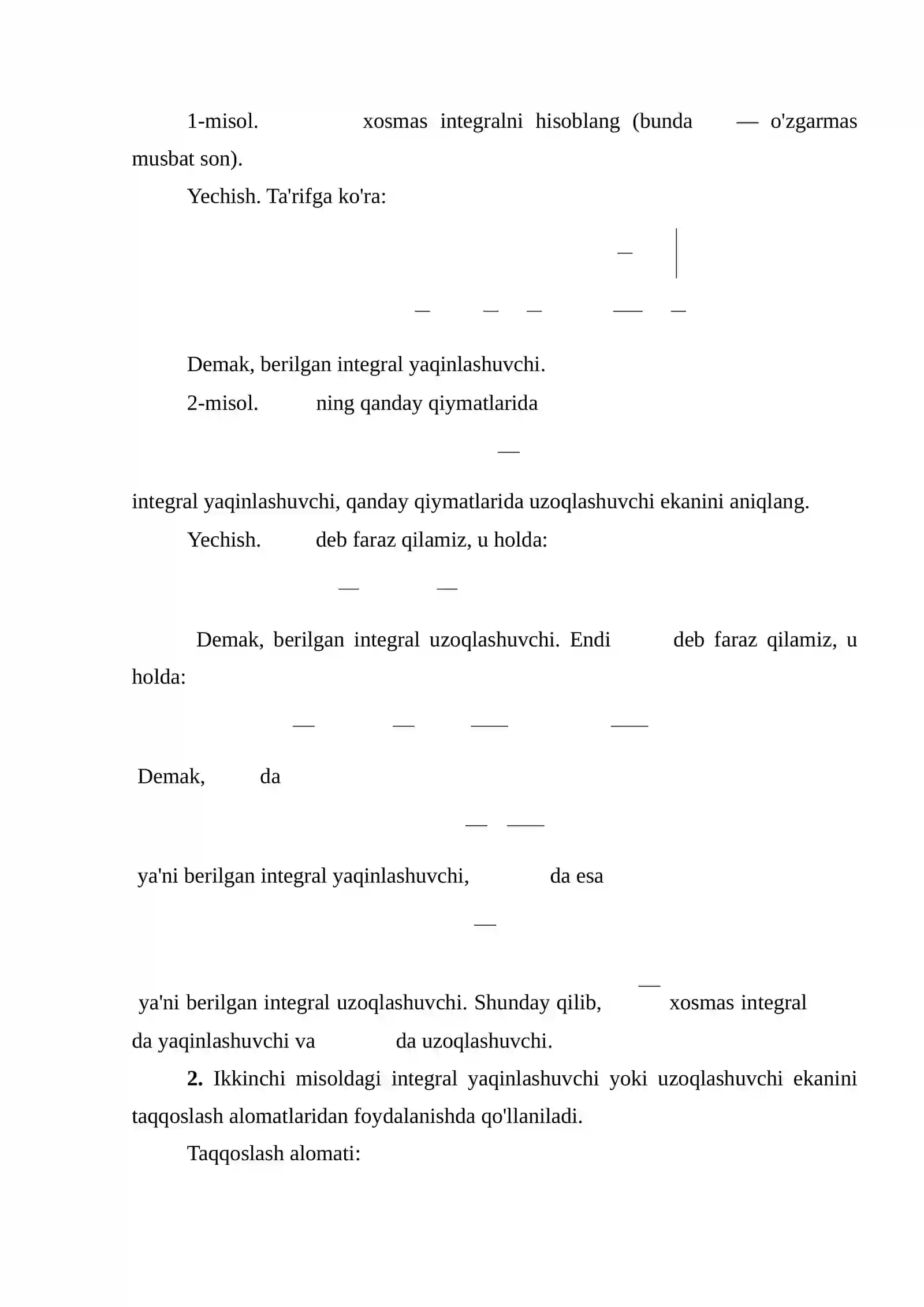 Xosmas integrallar 2