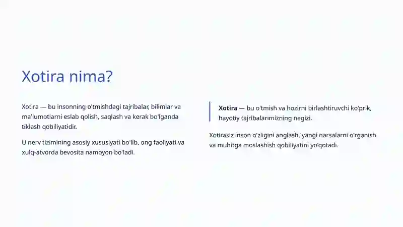 Xotira Turlari 2