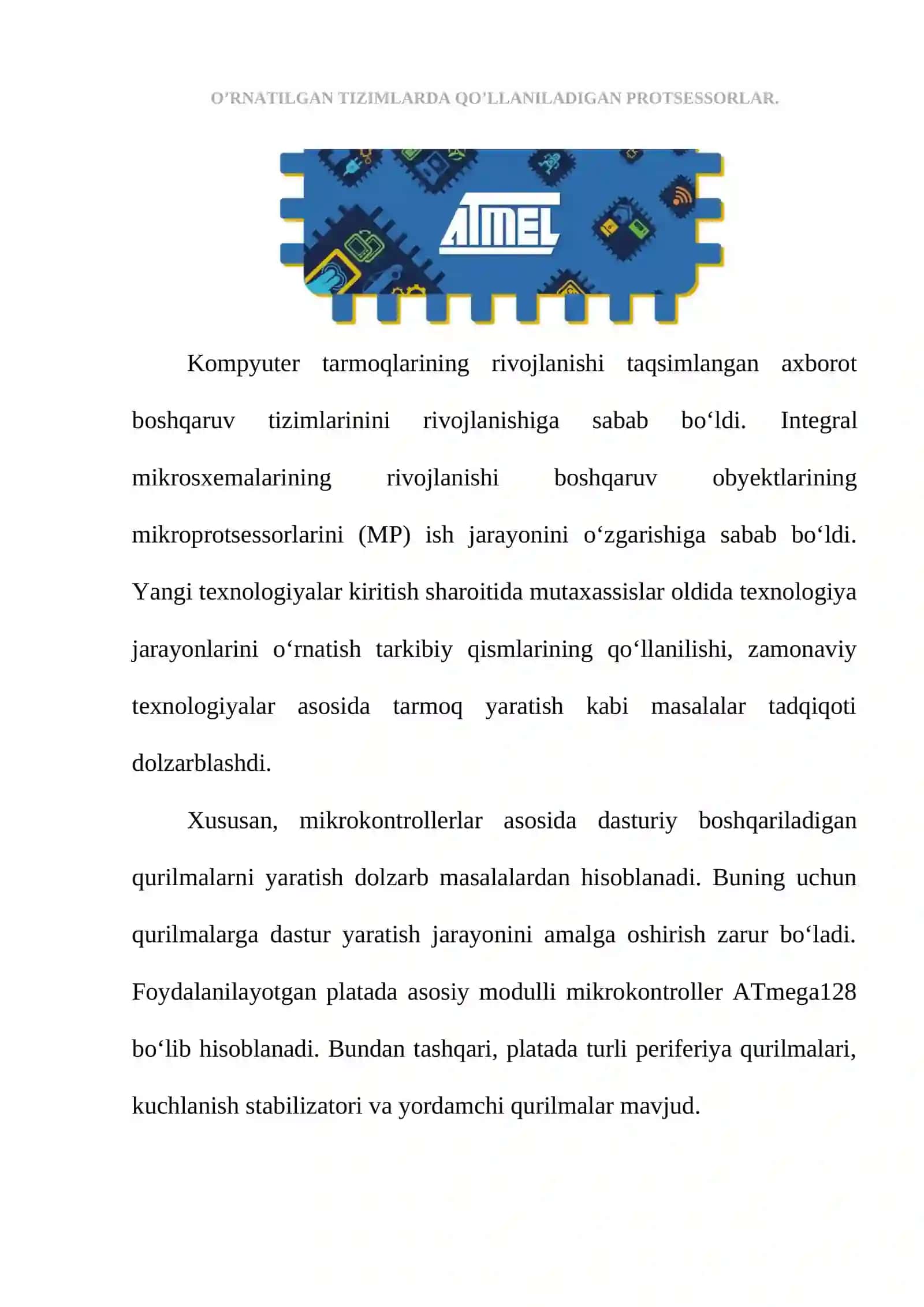 O’rnatilgan tizimlarda qo’llaniladigan prosessorlar 2