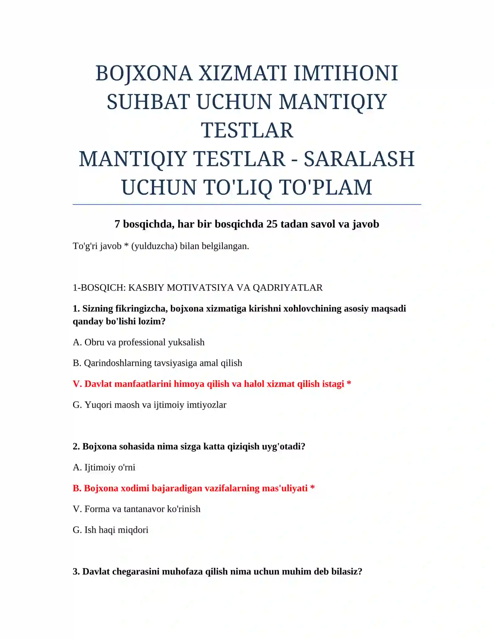 MANTIQIY TESTLAR 2