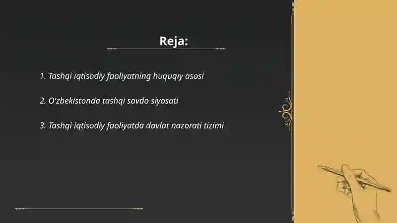 O'zbekistonda tashqi iqtisodiy faoliyatning davlat tomonidan tartibga solinishi 2