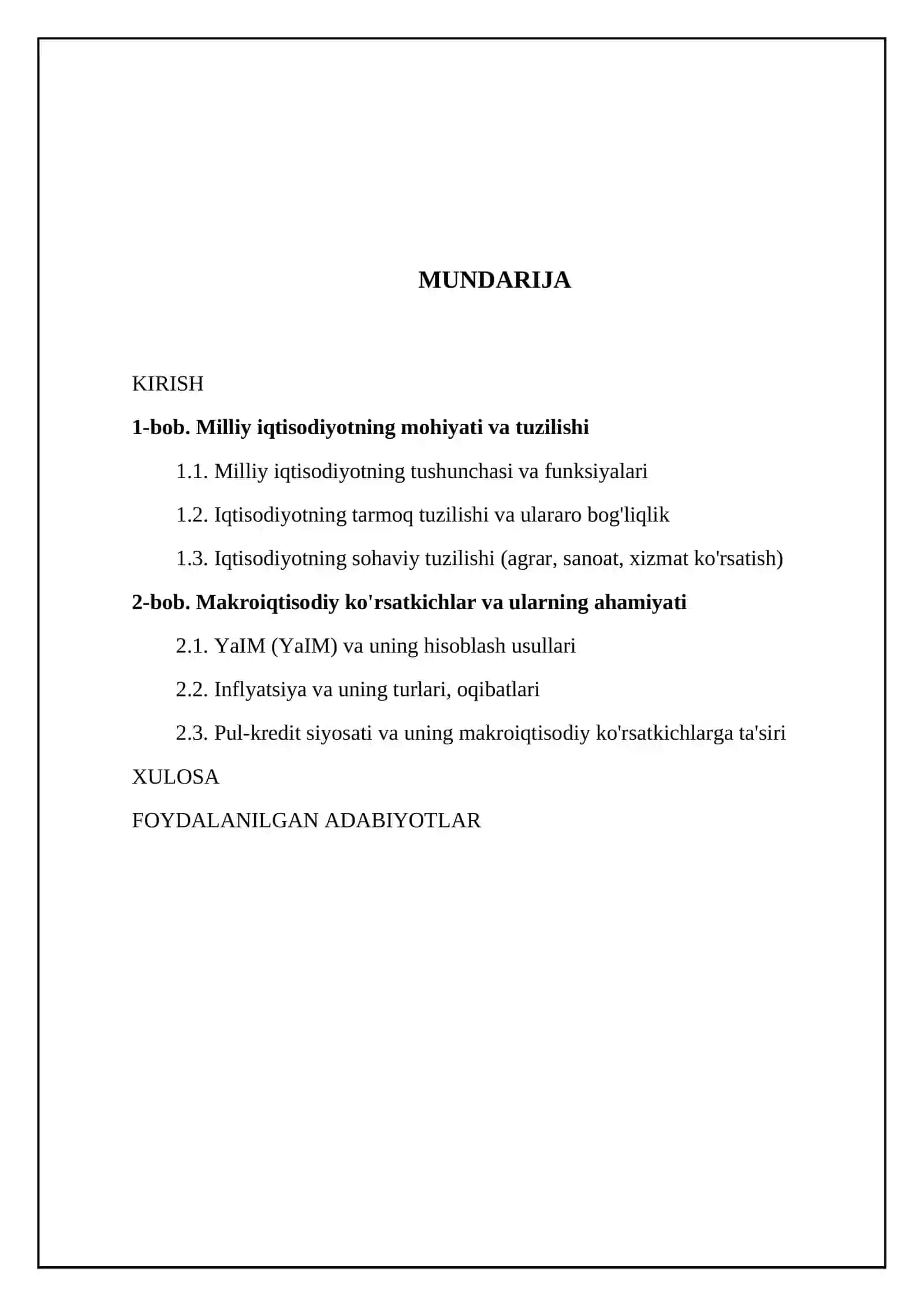 "Milliy iqtisodiyot va uning makroiqtisodiy ko‘rsatkichlari" 2