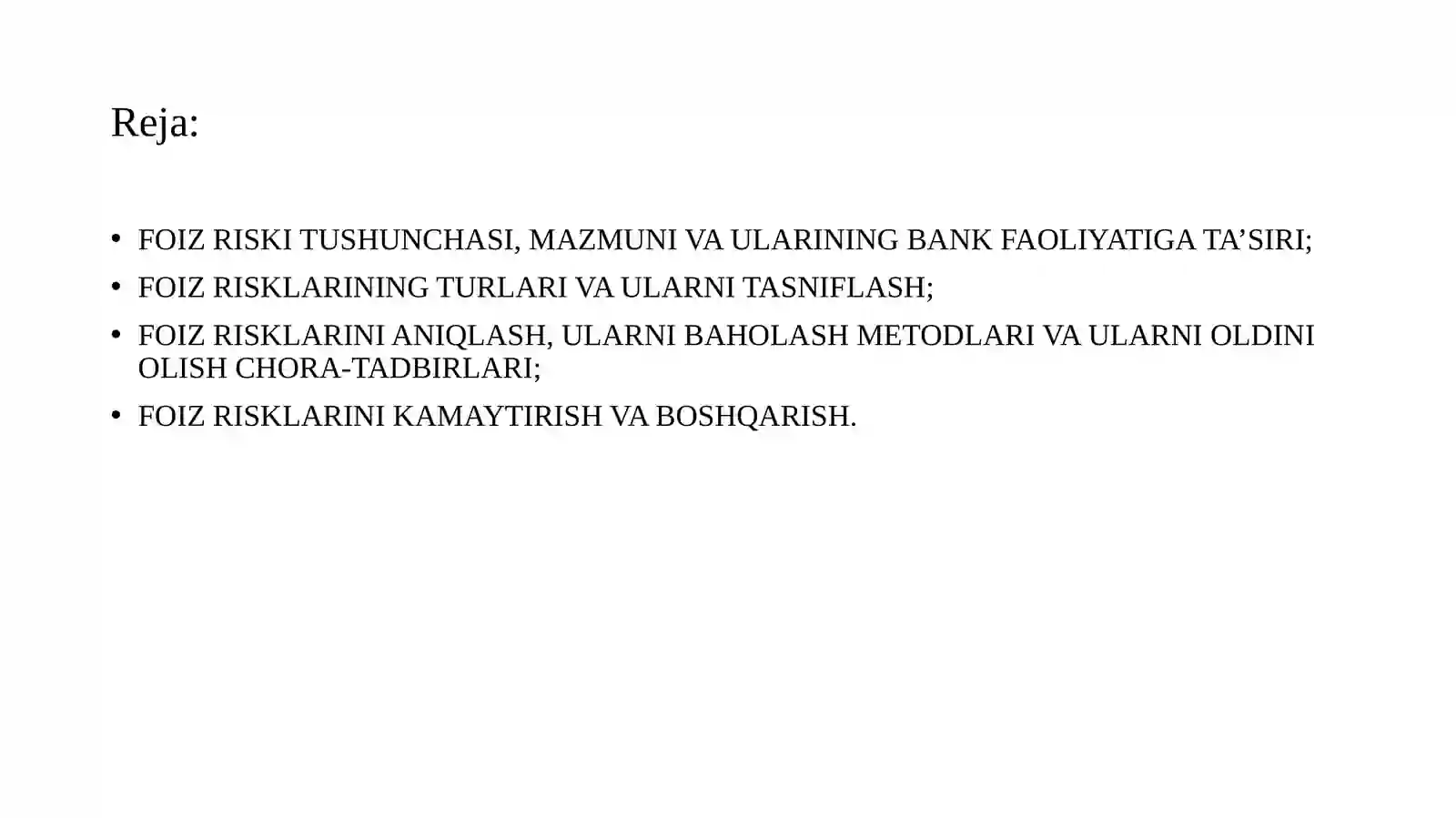 Foiz riskini boshqarish 2